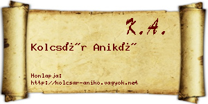 Kolcsár Anikó névjegykártya