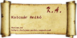 Kolcsár Anikó névjegykártya